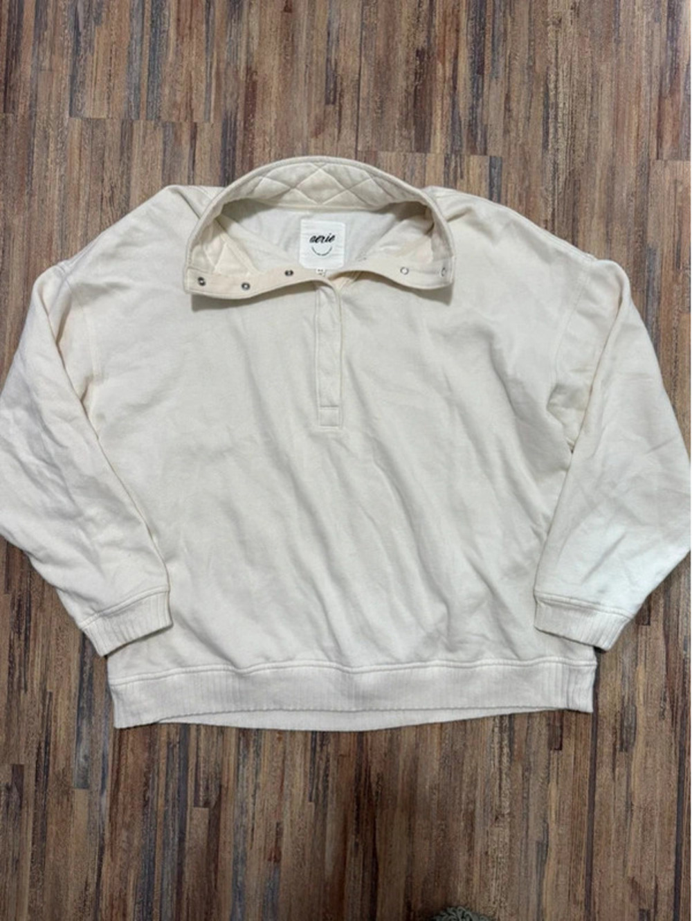 Aerie oversized button collared 1/4 crewneck size medium